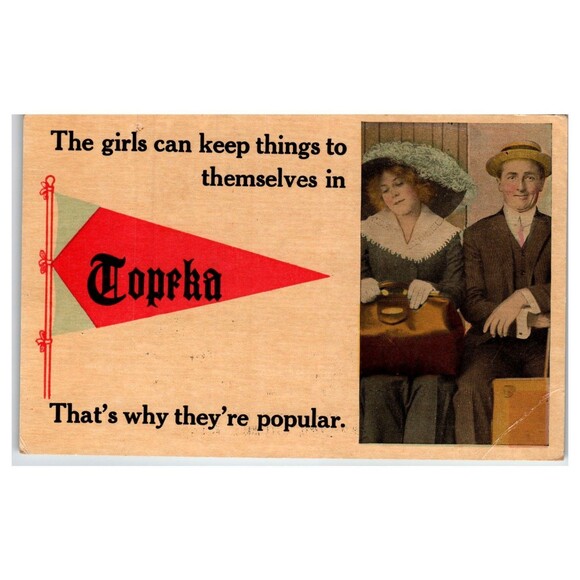 Other - Vintage Topeka Kansas Humorous Pennant Postcard - M. L. Zercher